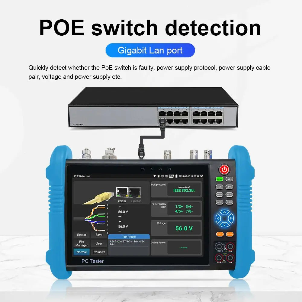 8K CCTV Tester IPC-9800CLMOVTADHS 8MP HD AHD TVI CVI SDI IP Tester 7-inch Touch Screen Monitor 8K Video Display Tester Monitor