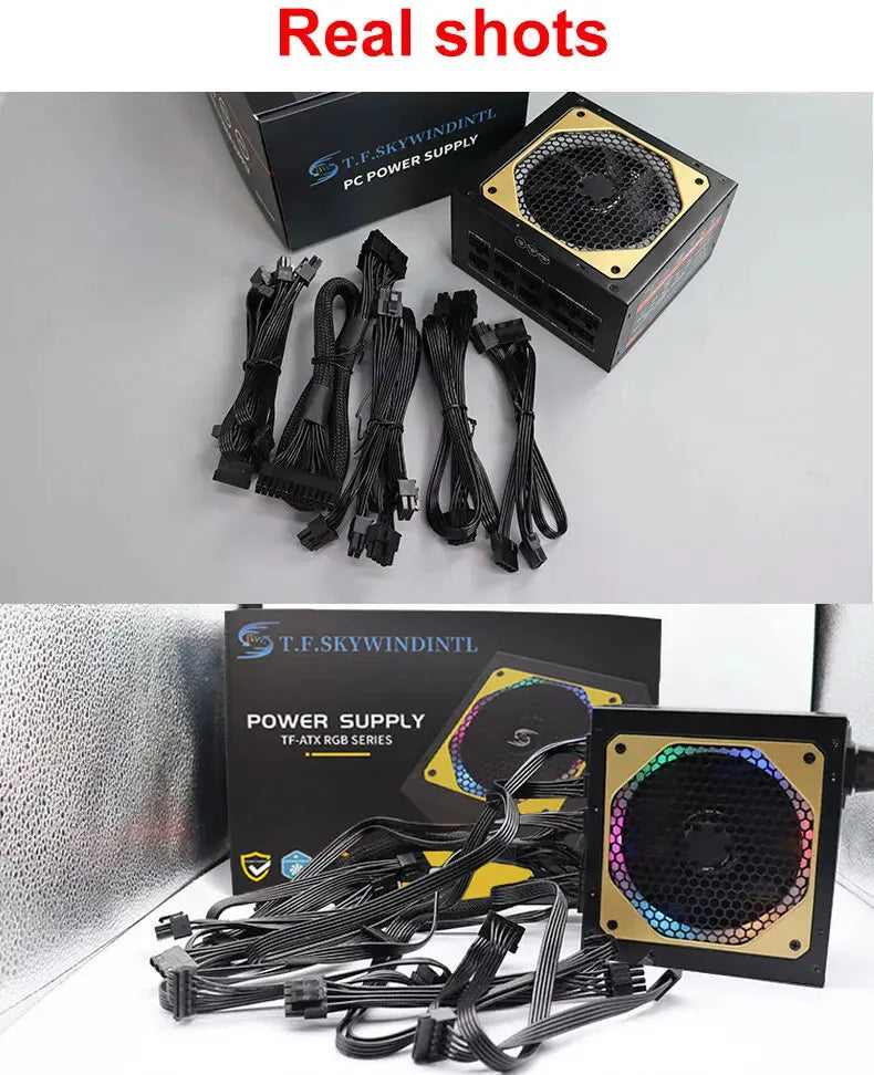 1000W RGB Dual CPU PC PSU PC Power Supply For Computer Gaming PFC Silent Fan ATX Support 3070/3080/3090 GPU Card Full Modular