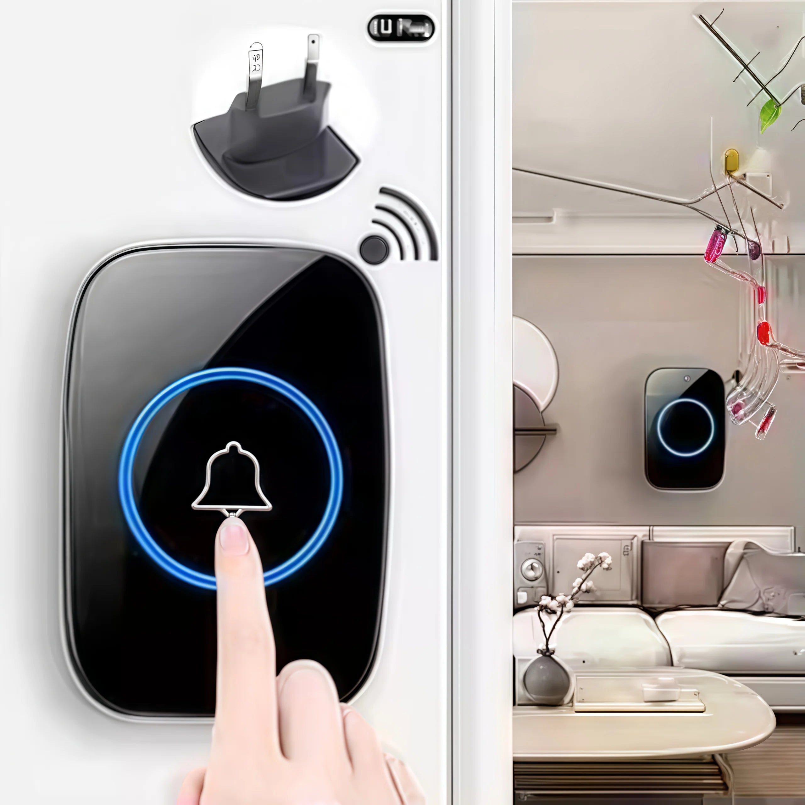 Smart Wireless Doorbell – Waterproof, 150M Range, Battery-Powered, Long-Distance Chime, Easy Installation for Home & Office