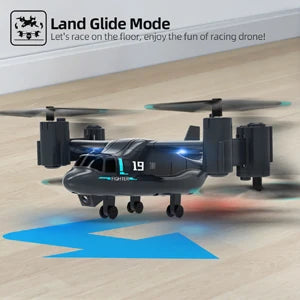 Remote Control Helicopter Drone 480P Camera Fighter UAV Land Air Mode Aircraft Brushless RC Drones for Children Kids Plane Toys