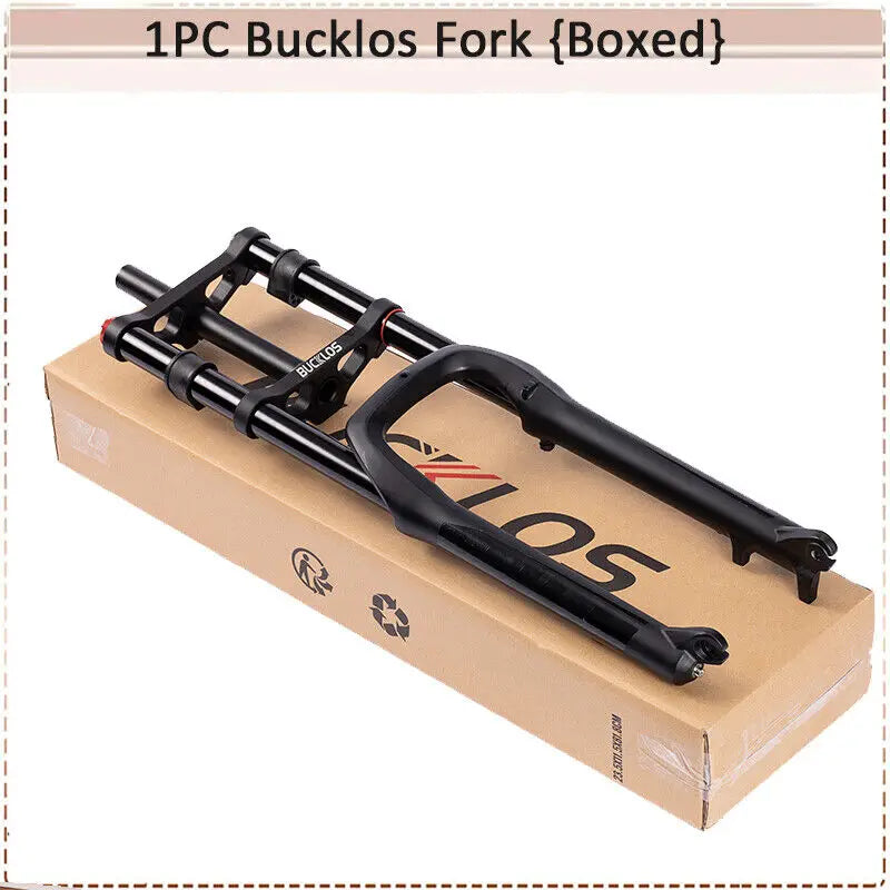 BUCKLOS Snow Fat Bike Fork 20*4.0 Inch / 26*4.0 Inch Air Suspension Fork Travel 180mm Double Shoulder E-Bike Fork Bicycle Parts