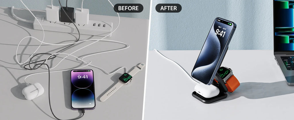 KUXIU X55 Magsafe Wireless Charging Station for iPhone 17 16 15 14 13 12 Pro/Max,5W for iWatch, AirPods,Foldable Phone Hold