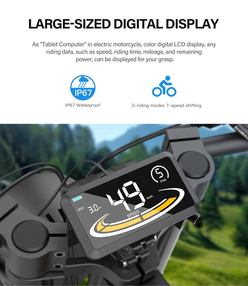 Coswheel Electric bike for Adult 2000W 60V Off-Road Motorcycle Mountain Bikes 20Inch Electric bike Fatbike Motorcycles ebike