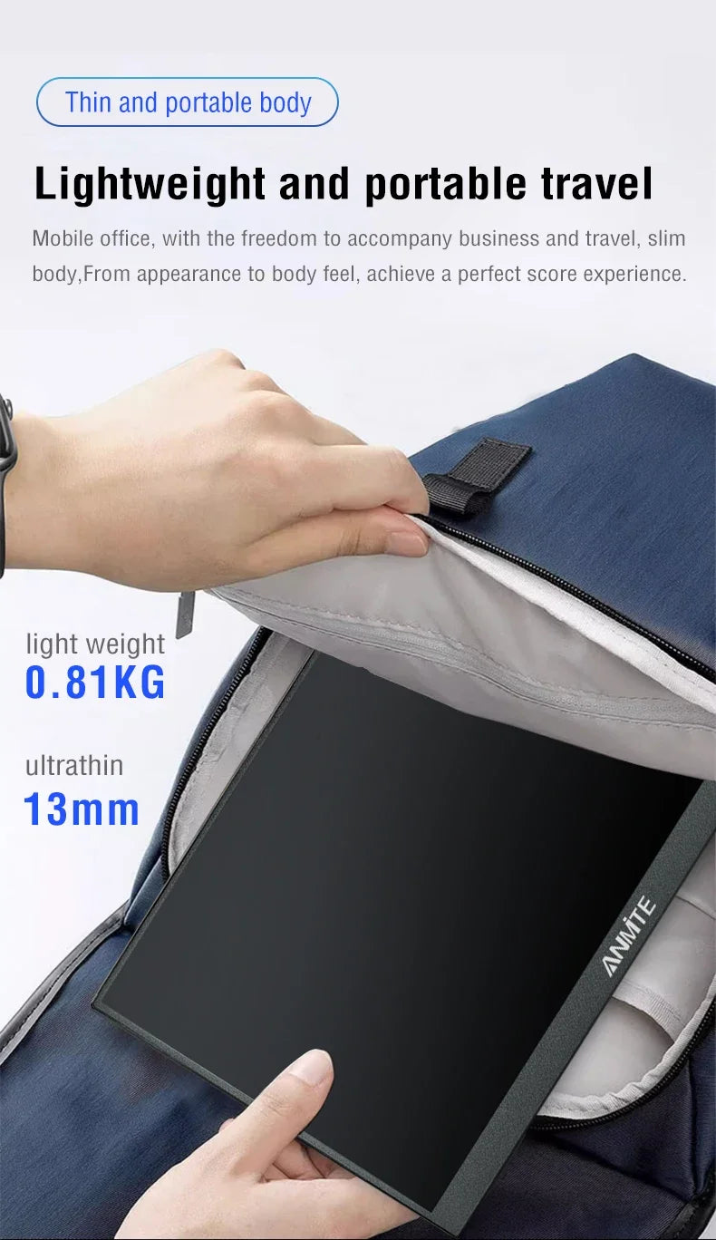 Anmite 14/16-Inch Portable Touch Monitor 1200P HDR 16:10 Low Blue Light For XBox PS4 / 5 Switch Cell Phone PC Loptop Extension