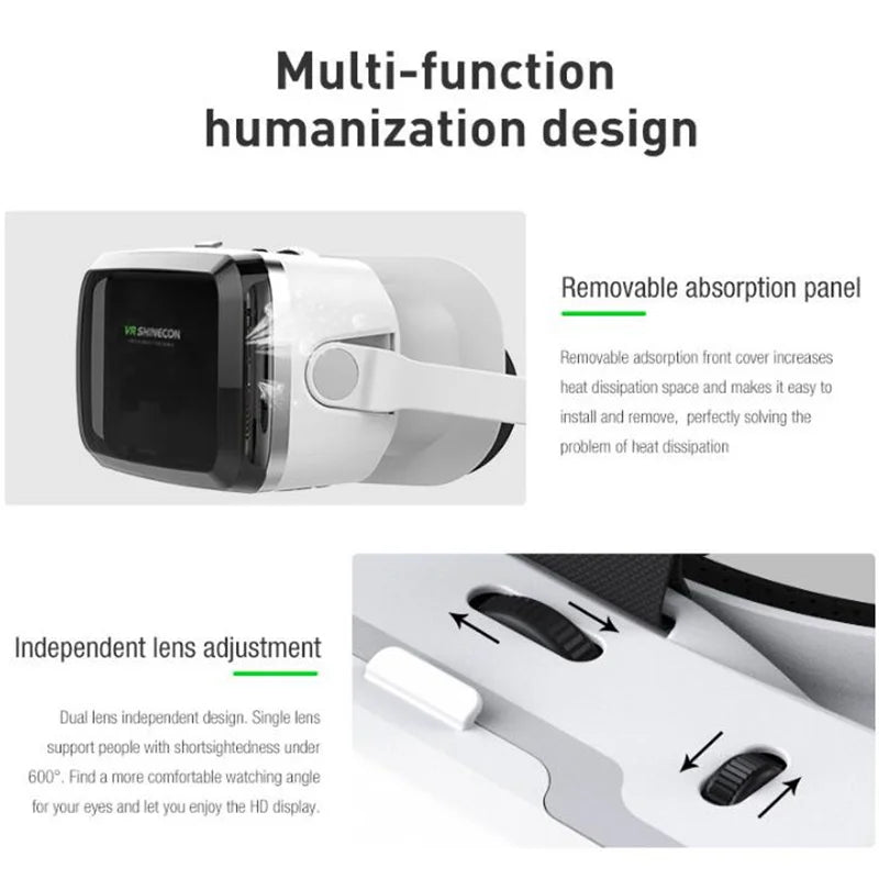 VR SHINECON Thousand Magic Mirror VR Glasses G04BS Bluetooth Headset Version 3D Virtual Reality Helmet Smartphone + Joystick