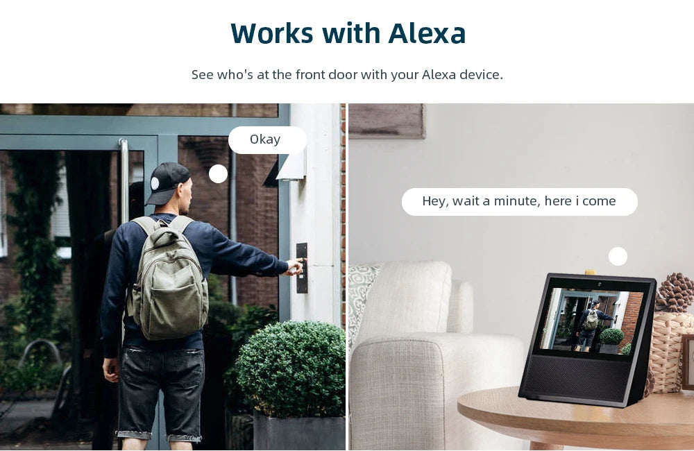 Tuya Video Doorbell WiFi Wireless Door Bell DC AC Battery Powered 1080P 2MP Waterproof with Alexa Door bell Camerar Smart Home