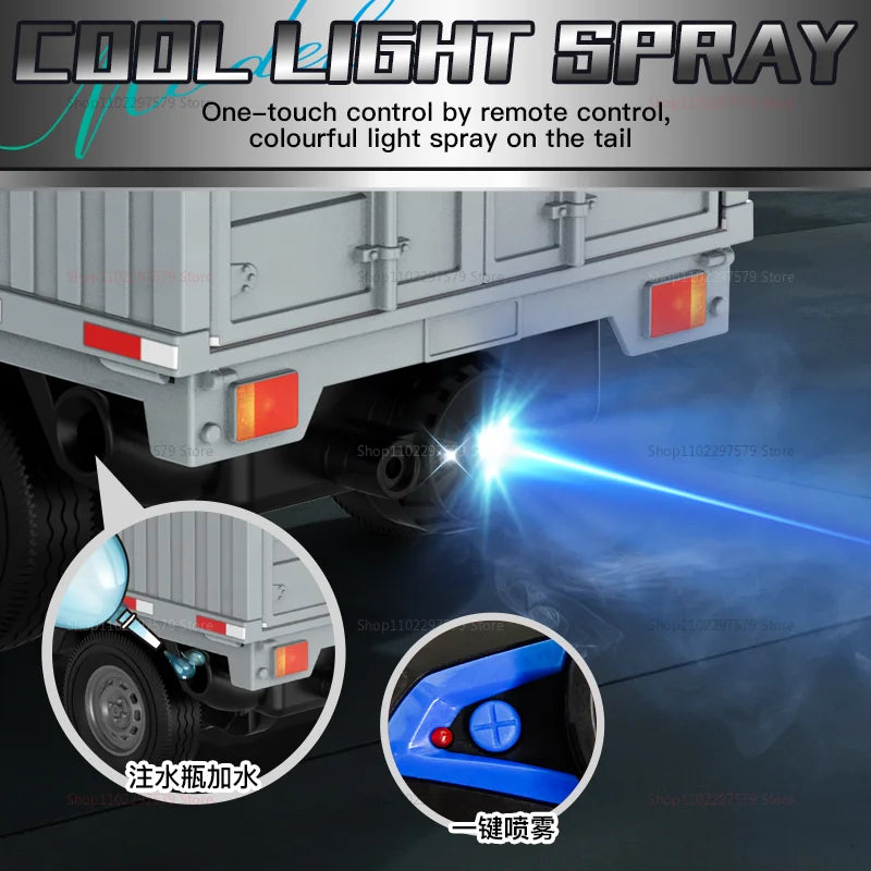 1:16 RC Car Drift Truck With LED Lights Spray Function Remote Control Off-Road Climbing Toys For Kids Boys Outdoor Play Gifts