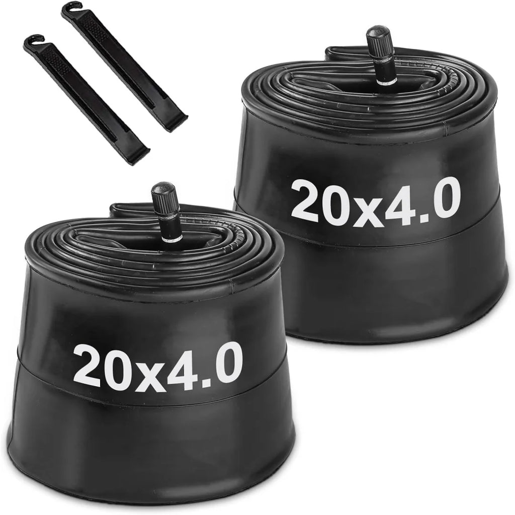 2 Pack Fat Bike Tire Inner Tube 20x4.0 Premium Butyl Rubber Electric Bicycle Tubes for Snowbike AV 32mm Schrader Valve