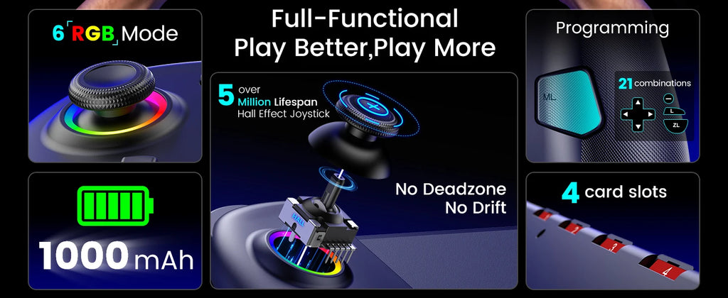 BEBONCOOL Wireless Game Controller for Switch 2 Programmable Gamepad Bluetooth Controller with RGB Hall Effect Joysticks