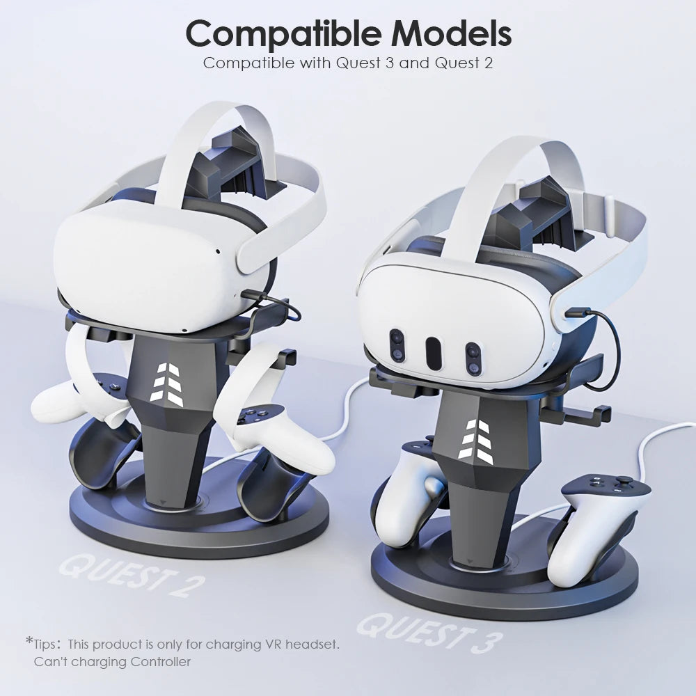 Charging Dock Compatible with Meta Oculus Quest 3/Quest 2 VR Headset Display Stand and Controller Holder VR Accessories