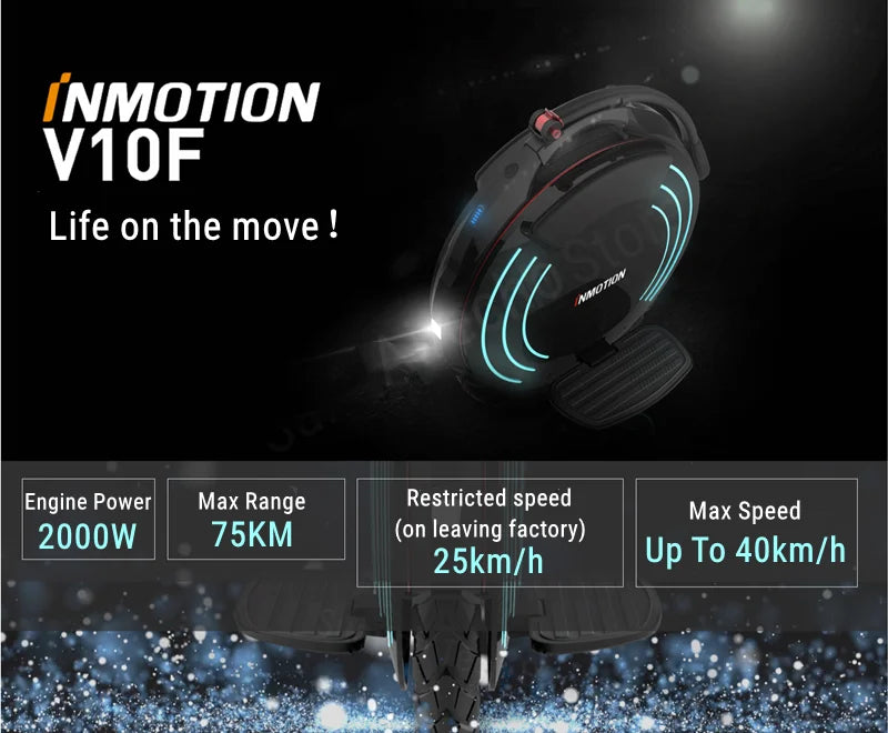 Original INMOTION V10F Self Balance Scooter 84V 960Wh Battery 2000W Motor Unicycle 40km/h Speed with APP Smart Monowheel EUC