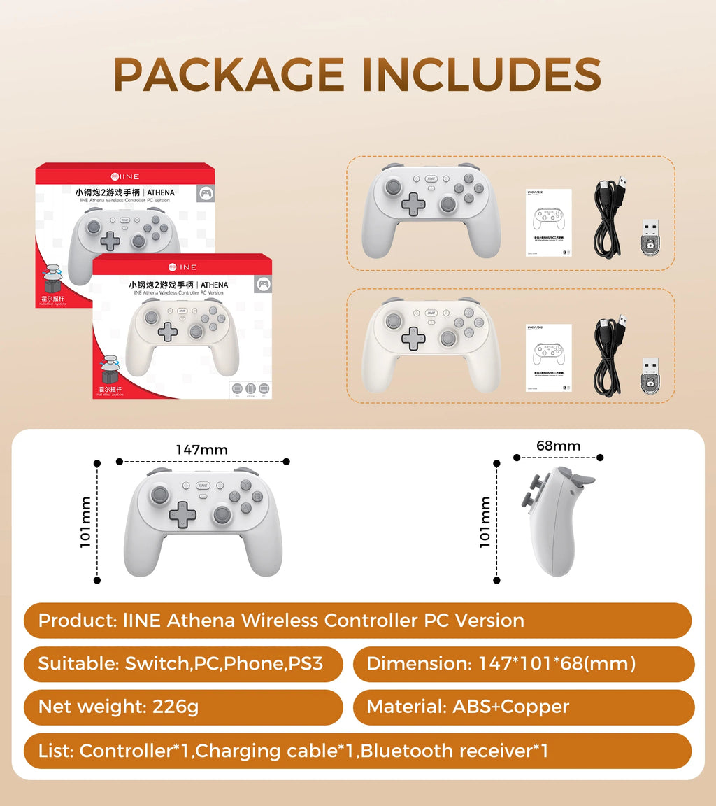 IINE PC/iOS/Android/Phone/Switch Wireless Controller , Hall Effect Triggers & Hall Effect Joysticks & 1000Hz Polling Rate