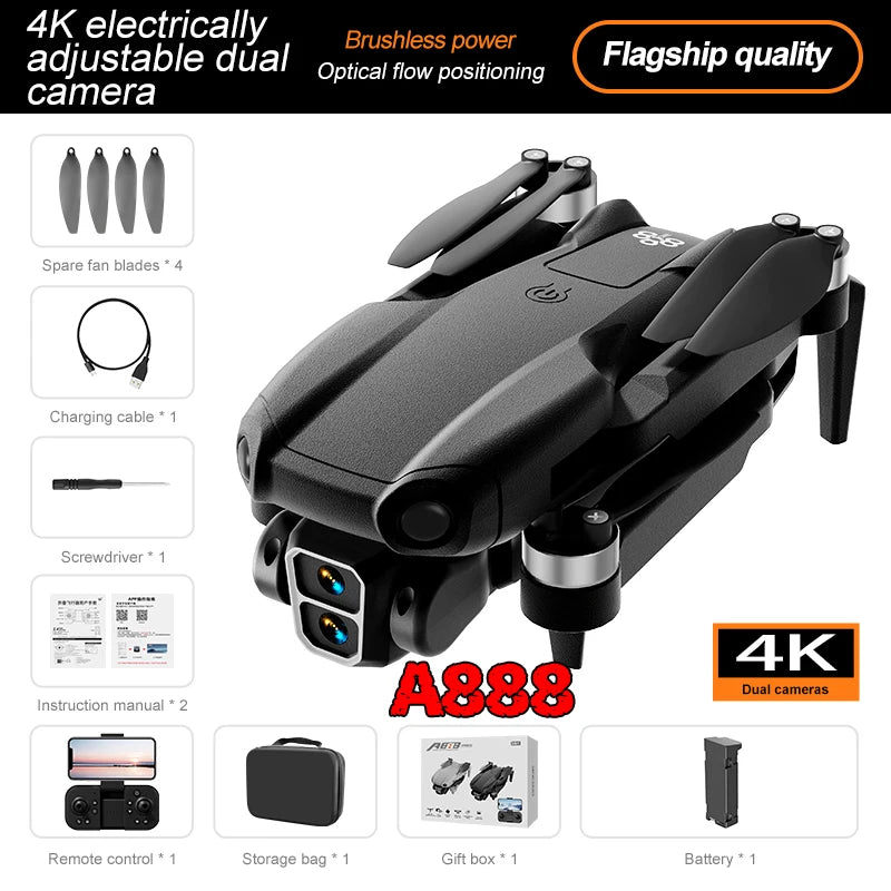 2025 New A888 PRO Drone Profesional 4K HD Cameras brushless motor Aerial Photography Optical flow Foldable Quadcopter Toys