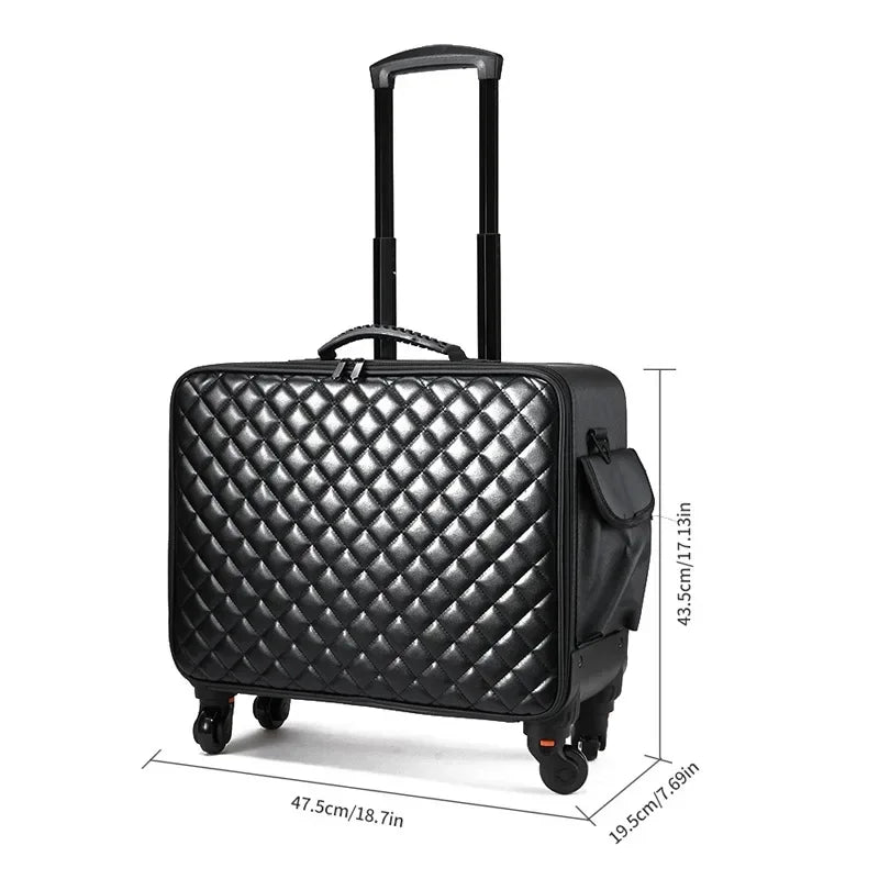 Travel Makeup Artist Bag Luggage Cosmetic Brush Storage with Wheels Beauty Tool Organizer Rolling Suitcase for Artists