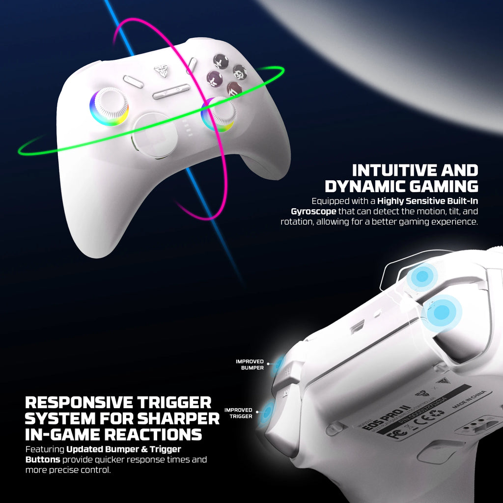 FANTECH EOS PRO II Wireless Gamepad Hall Effect Joysticks Triggers RGB Light Gaming Controller With New Upgrade 1000hz
