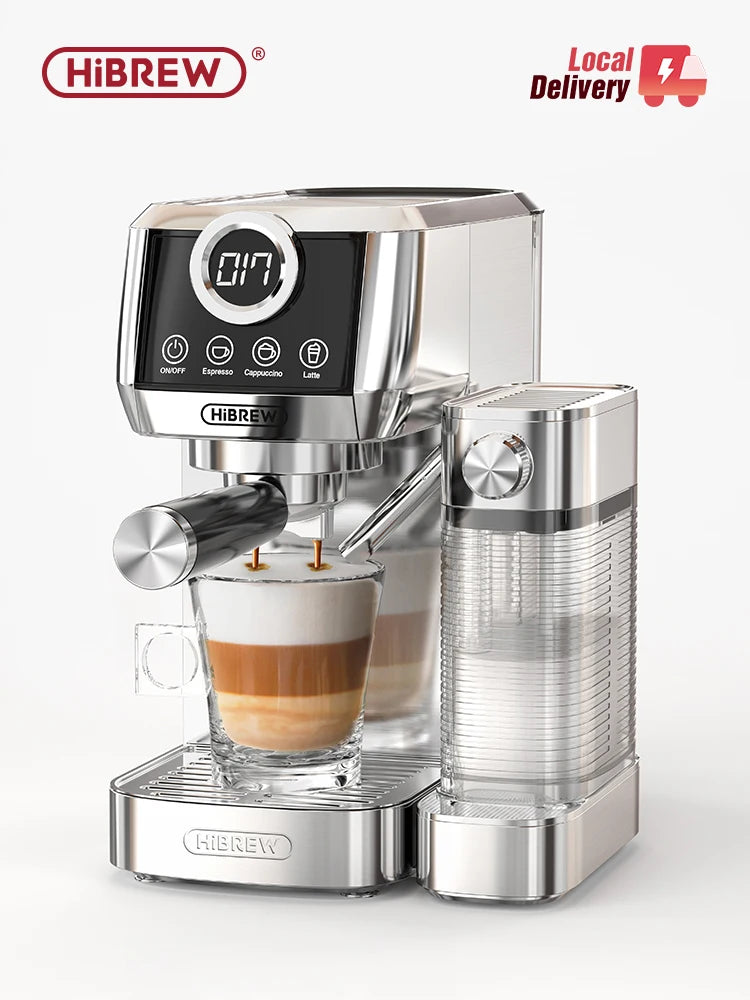 HiBREW  3 in 1 Semi Automatic Espresso Cappuccino Latte Coffee Machine Automatic Milk Froth Ground Coffee Stainless Steels H13A