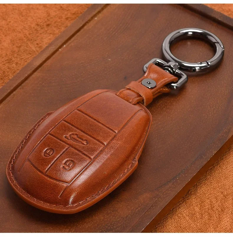 Handmade Leather Key Fob for Bentley Bentayga Continental Flying Spur Mulsanne PHEV Continental GT Cover Case Car Accessories