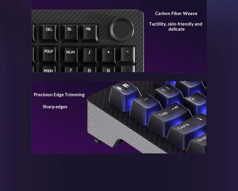 SKN Qinglong Mechanical Keyboard Gaming Custom Wireless Tri Mode Dual 8K Composite Carbon Fiber RGB Backlit Suspension Office