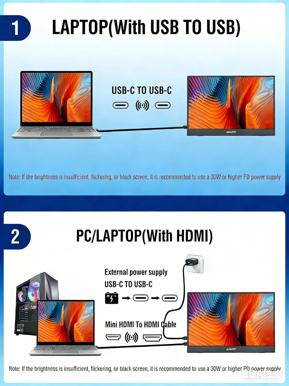 Portable Monitor 16 Inches Portable Display External Screen 1.2K 60HZ / 1920*1200  Gaming Monitor For Switch NS2 PS5 XBOX PC