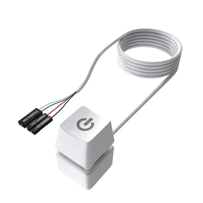 Computer Desktop Shortcut Switch Colorful LED PC Motherboard External Start Power On/Off Button Extension Cable For Home Office