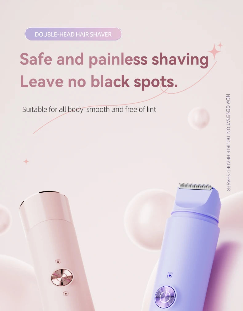 Double Head Electric Epilator Women Rechargeable Painless Hair Remover Shaver for Body Private Areas Bikini Gentle Trimming