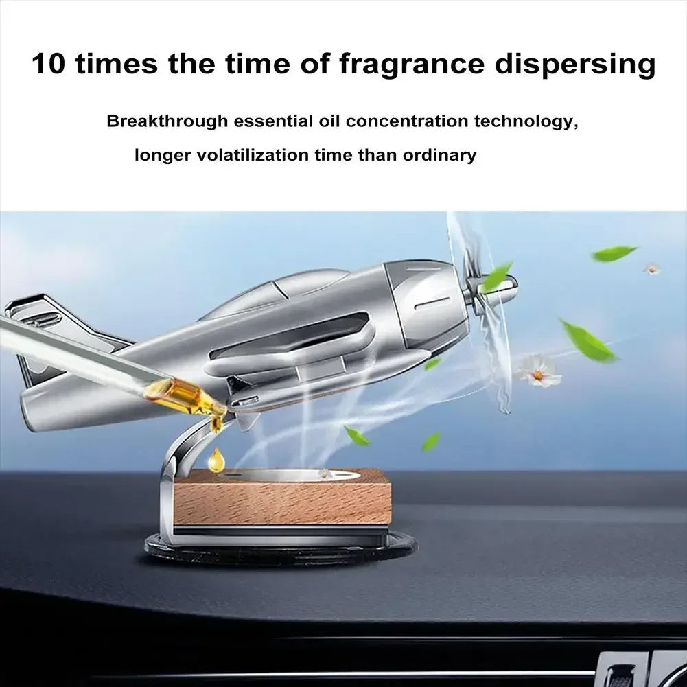 Car Essential Oil Diffuser Solar Airplane Air Freshener Wooden Base Fragrance Aromatherapy Diffuser Ornaments Auto Accessories