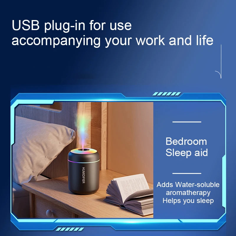 180ML Mini Air Humidifier USB Aroma Diffuser Essential Oil Purifier Mist Maker Colorful Lights humidificador For Home Car Office