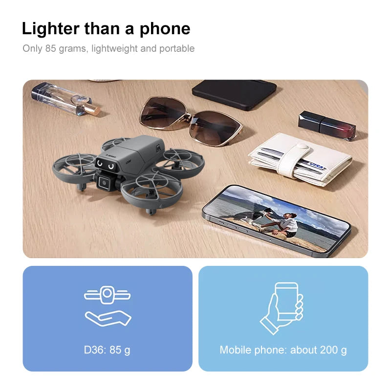D36 Drone 4K HD Aerial Photography Dual Cameras Screen RC Quadcopter with Dynamic Lighting Optical Flow UAV Toys Gifts