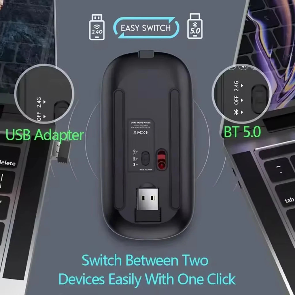 2025New Rechargeable Wireless Mouse Bluetooth-compatible 2.4GHz Dual Modes Computer Mice with Nano Receiver for PC Laptop
