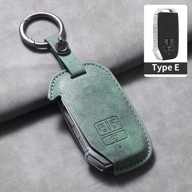 7 Bottons Leather Car Key Case Fob Cover For Kia Carnival K7 2021 2022 Car Remote Key Case Cover Shell Fob Keychian Accessories