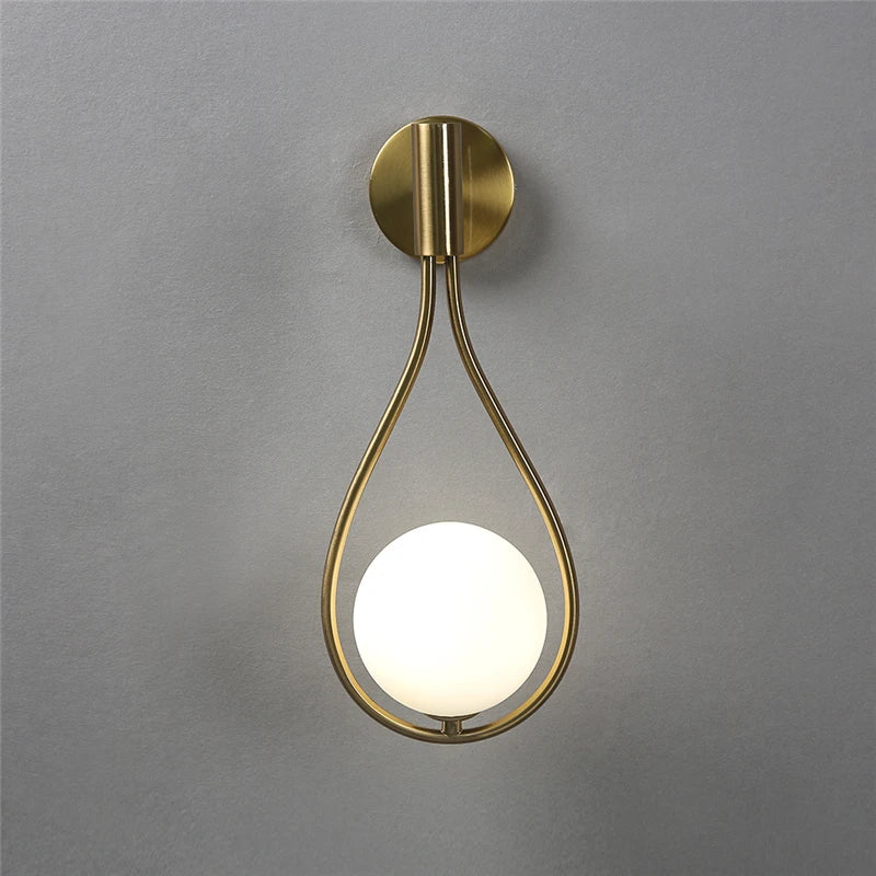 Modern Glass Ball Wall Light Luxury Gold Sconce Living Room Bedroom Bedside Aisle Staircase Nordic Wall Mount Indoor Decor Lamp