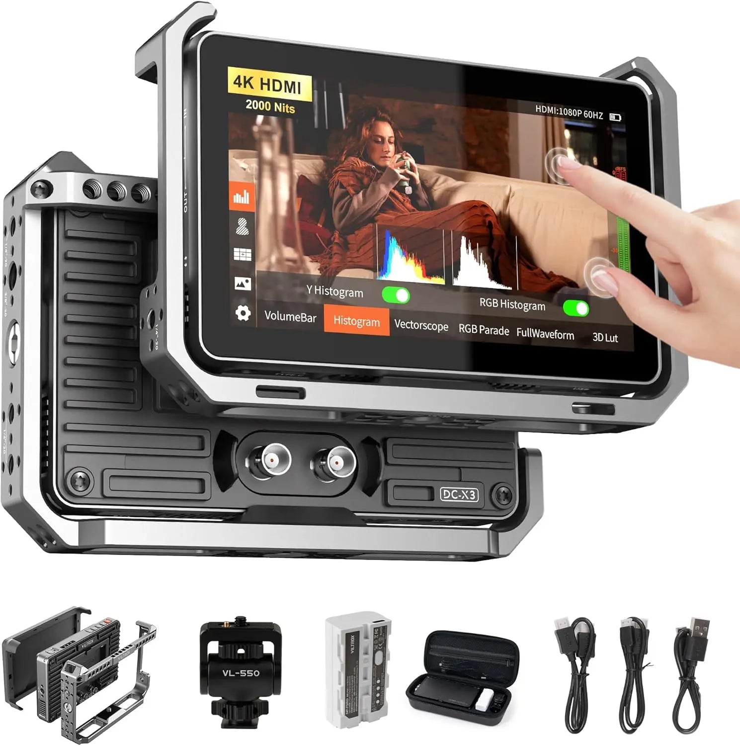 Viltrox DC-X2/DC-X3 Portable Monitor 6 Inch 2000 Nits 4K Touch Screen Profissional Photographic HD FHD Camera Monitor for Vedio