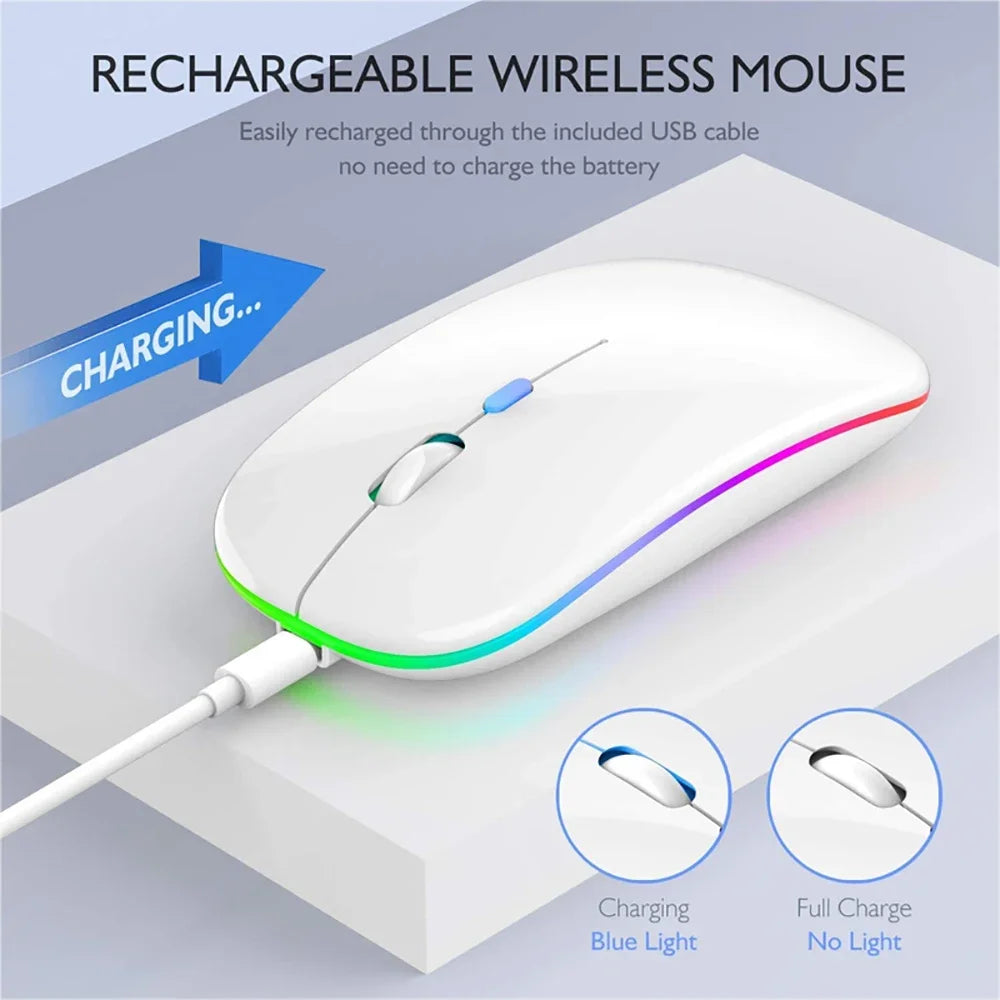 Wireless Mouse For Laptop PC Bluetooth RGB Rechargeable Mouses Wireless Computer Silent Mice LED Backlit Ergonomic Gaming Mouse
