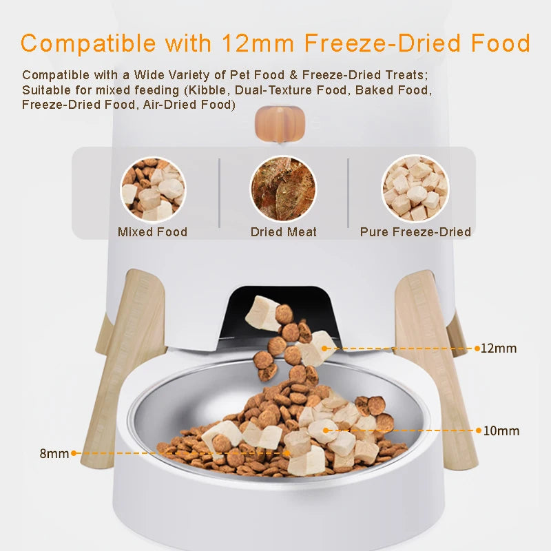 5L Pet Intelligent Feeder WiFi Automatic Cat Feeders for 2 Cats Cat Food Dispenser with APP Control Double Stainless Steel Bowls