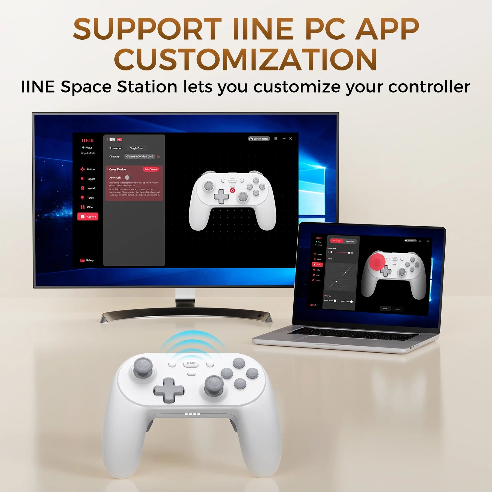 IINE PC/iOS/Android/Phone/Switch Wireless Controller , Hall Effect Triggers & Hall Effect Joysticks & 1000Hz Polling Rate