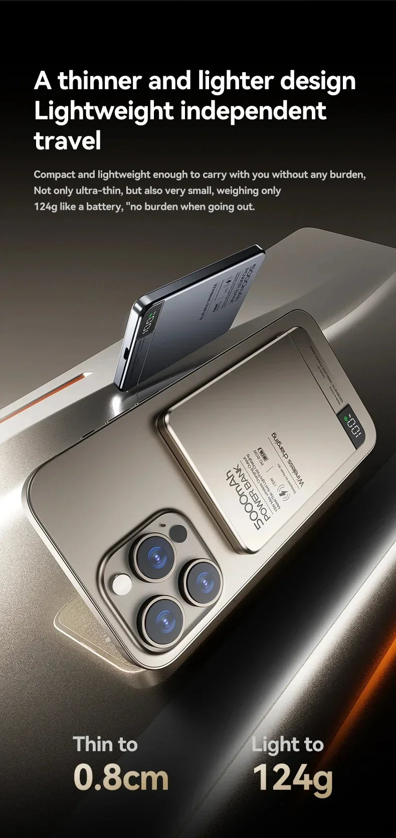 Ultra Wireless Magnetic Power Bank Travel Portable Fast Charging Capacity Digital External Battery For Magsafe IPhone CCC