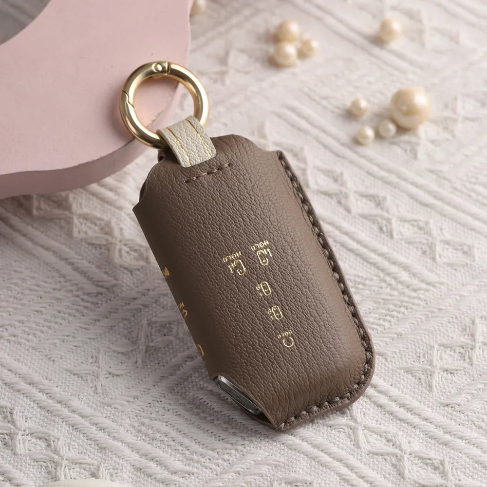Leather Car Key Case Fob Cover for Kia Sportage Ray Sorento Soul Telluride Cerato K5 K8 K3 KX3 KX7 Seltos 2020-2022 Carnival