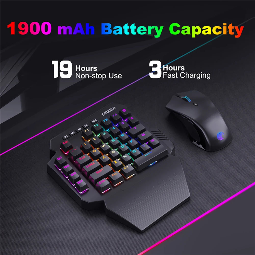Mini One-Handed Gaming Mechanical Keyboard RGB Backlit 39 Keys 2.4G Wireless Keyboard Wrist Game Keypad for PS4,Laptop,PC Gamer