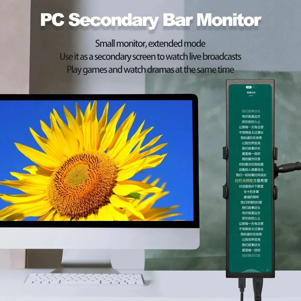 Wisecoco 12.3/11.3'' 1920x720 Touch Portable Monitor Stretched Bar Screen Gaming Monitor Not support AMD integrated graphics