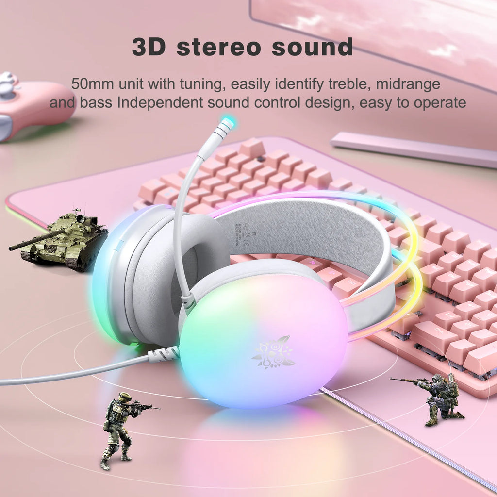 Gaming Headphone Headset Wired Earphone Earbuds Gamer For iPhone Phone PC With Cable Microphone Mic Fone RGB Portable Head Set