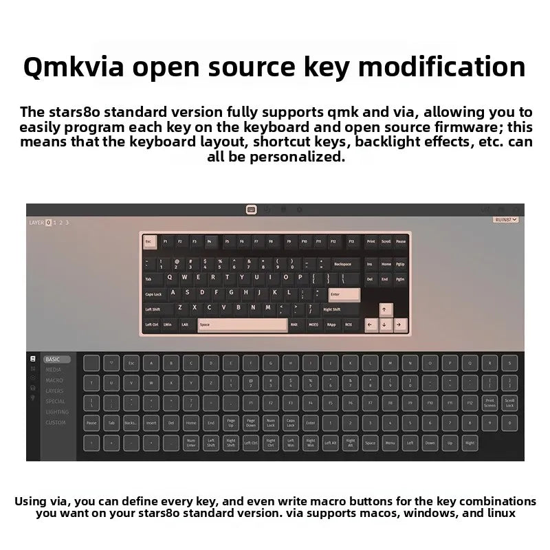 Weikav Stars80 Mechanical Keyboards Kits QMK/VIA Tri-mode Aluminum Wireless Bluetooth Gaming Keyboard Customized E-sports Gifts
