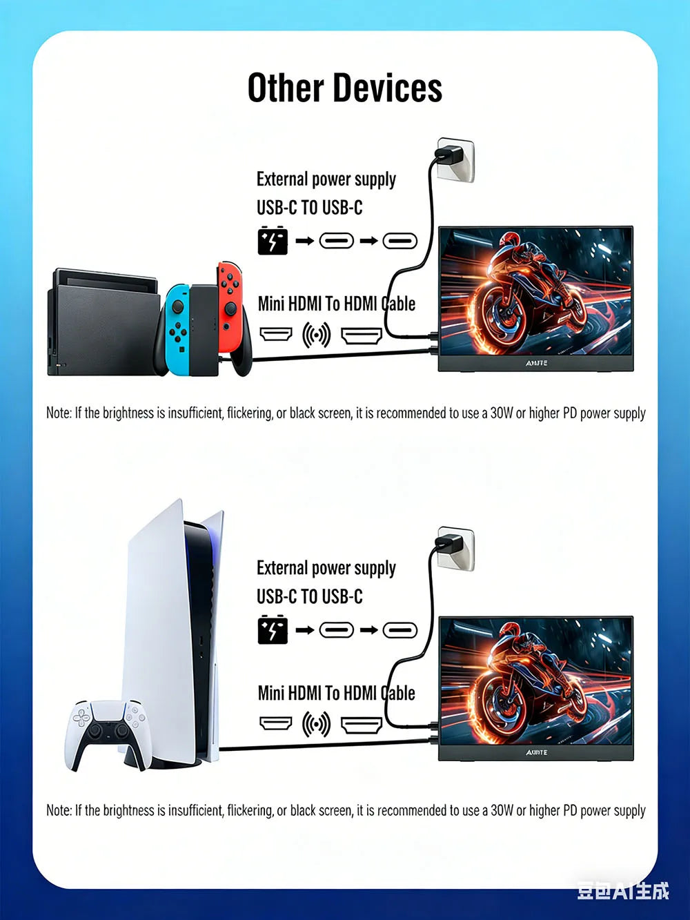 Portable Monitor 16 Inches Portable Display External Screen 1.2K 60HZ / 1920*1200  Gaming Monitor For Switch NS2 PS5 XBOX PC