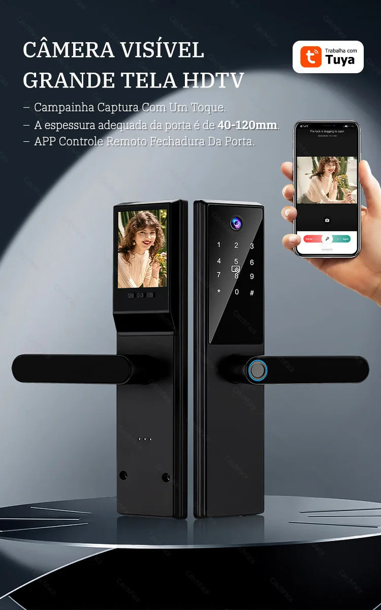 Brazil Tuya Smart Door Lock Portuguese Voice Digital Electronic Lock WIFI APP Fingerprint Password RFID Unlock For Home