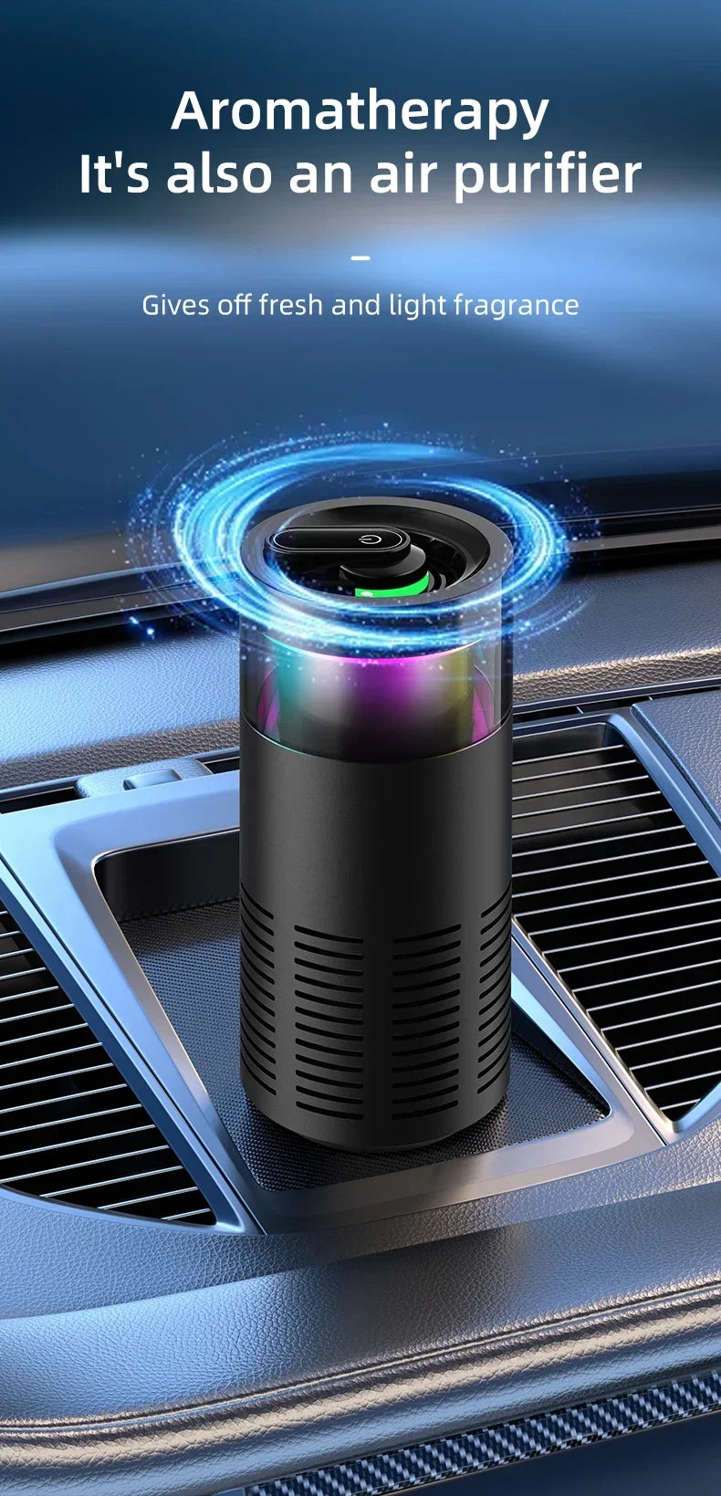 Mini Air Purifier with Aromatherapy Sticks True HEPA Filter Cleans Air & Eliminates 99.97% of Dust, Odors - Cars, School, Office