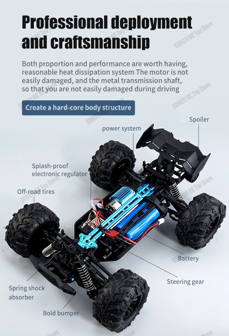1:16 80km/h Brushless RC Drift Car With LED Lights 4WD Electric High Speed Racing Remote Control Monster Truck for Kids Adults
