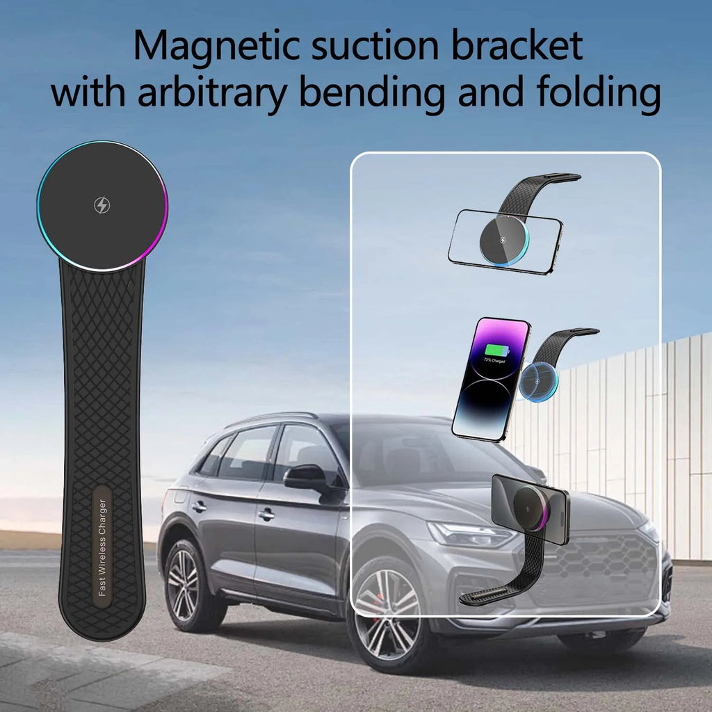 15w Car holder magnetic wireless charger compatible with iPhone MagSafe 17 16 15 14 13 12 car mount charger adjustable angle
