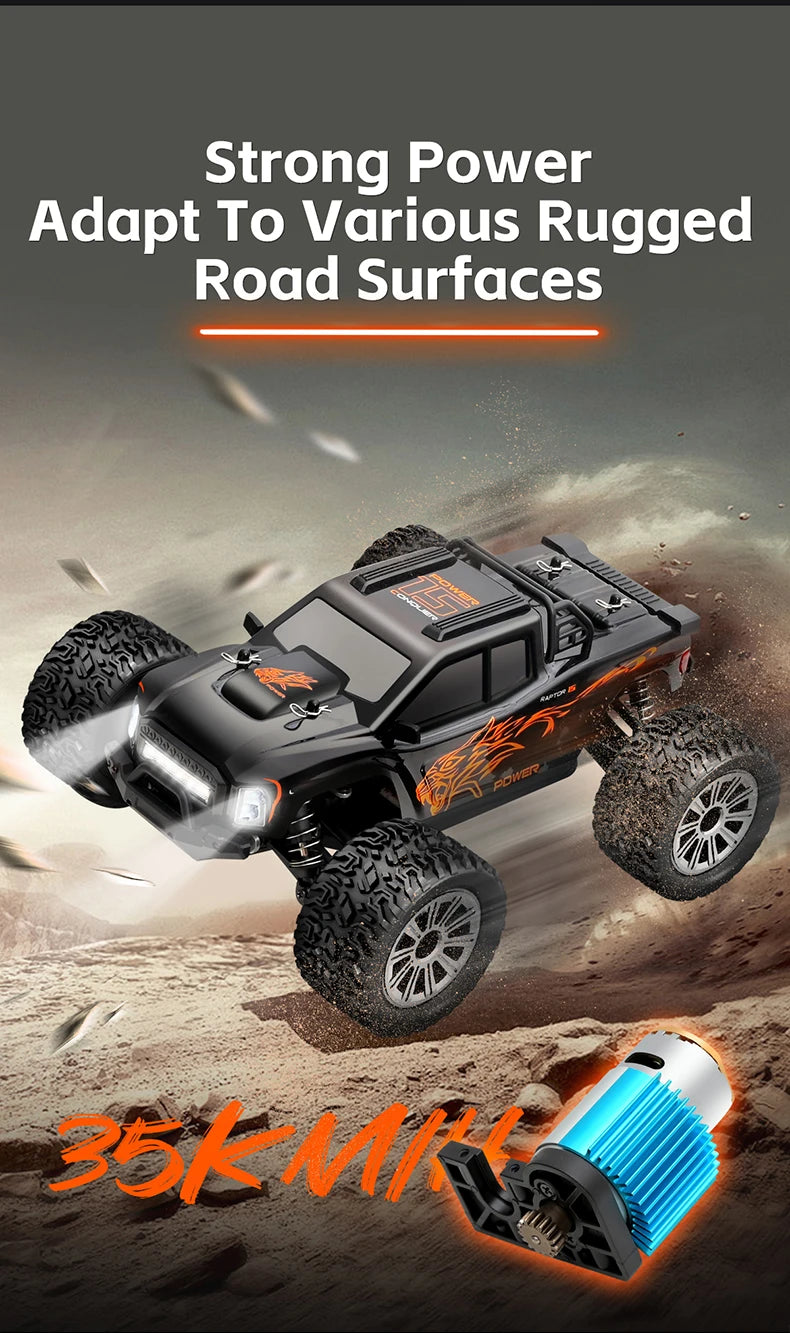 WLtoys 164018 1/16 Scale RC Car Off-Road 4WD Electric Remote Control Big Foot Climbing Truck with LED Lights High-Speed 2.4G