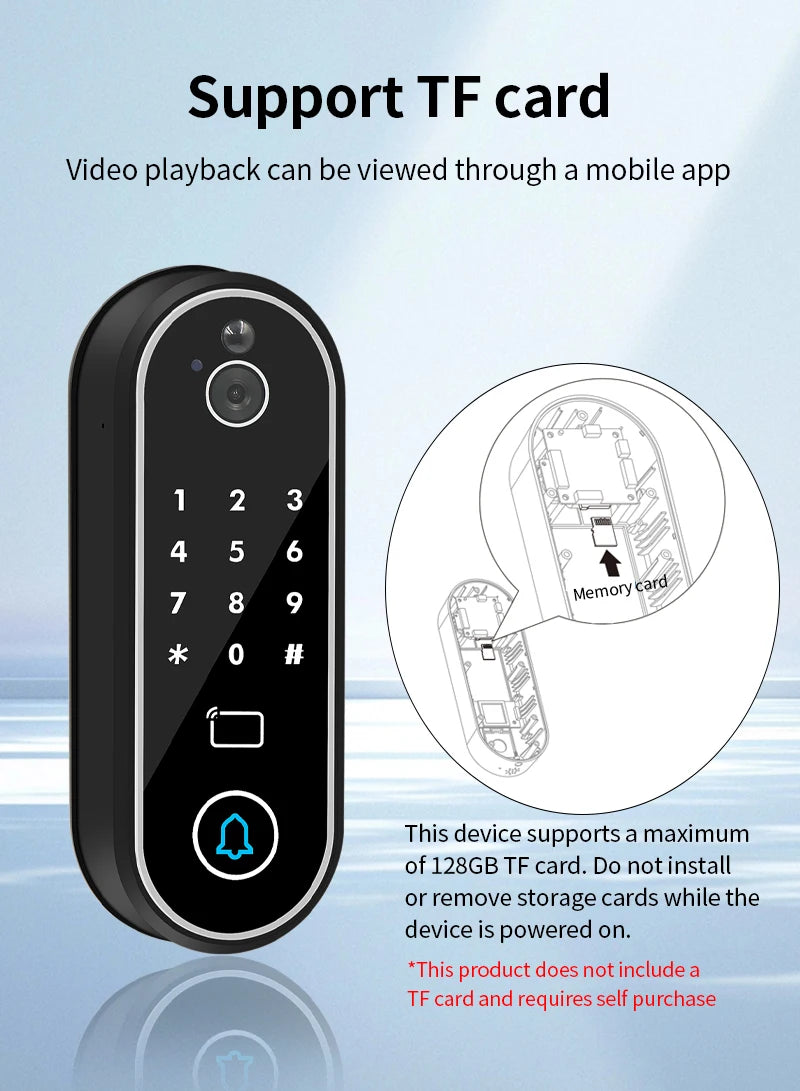 1080P Tuya Smart Doorbell Wifi Video Intercom with Motion Detection Unlock by Remote Control RFID Card NFC APP Access Control