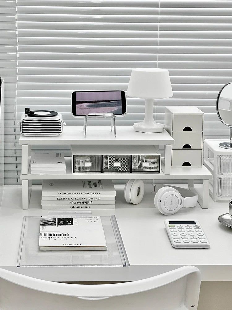 Desktop Cuter Monitor Riser Stand Office Desk Organizer Bookelf Storage Solution Simple Design Wood Material Tabletop Pl...