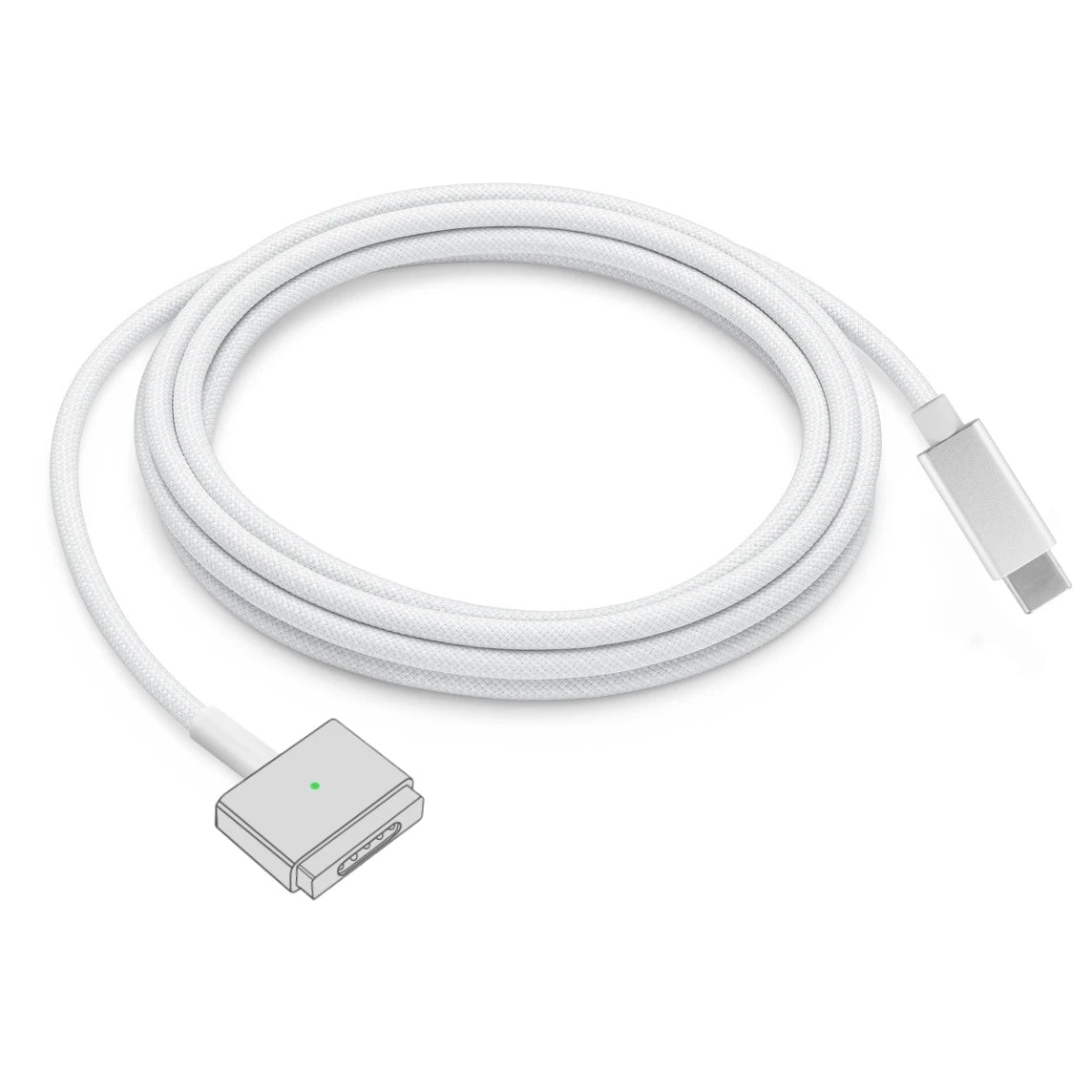 USB-C to MagSafe 2 T-tip Braided Charging Cable for MacBook Air/Pro, Fast Magnetic Charger Cord Compatible with 45W 60W 85W